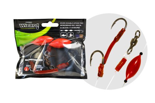 WIZARD MONSTER RIVER DOUBLE UPOSE PRO MONOBRAID RIG 4+4G 9/0+11/0 ROUND