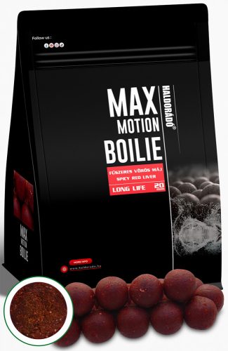 HALDORÁDÓ MAX MOTION Bojli Long Life 20 mm - Fűszeres Vörös Máj 800 g