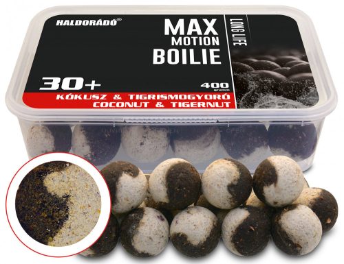 HALDORÁDÓ MAX MOTION Bojli Long Life 30+ mm - Kókusz - Tigrismogyoró 400 g