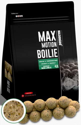 HALDORÁDÓ MAX MOTION Bojli Premium Soluble - Oldódó 24 mm - Kókusz - Tigrismogyoró 800 g