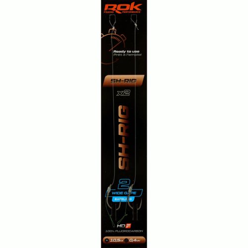 ROK SH-RIG Wide Gape Barbless - 2db/csomag - előkötött szakáll nélküli horog - 2 - 0,40mm